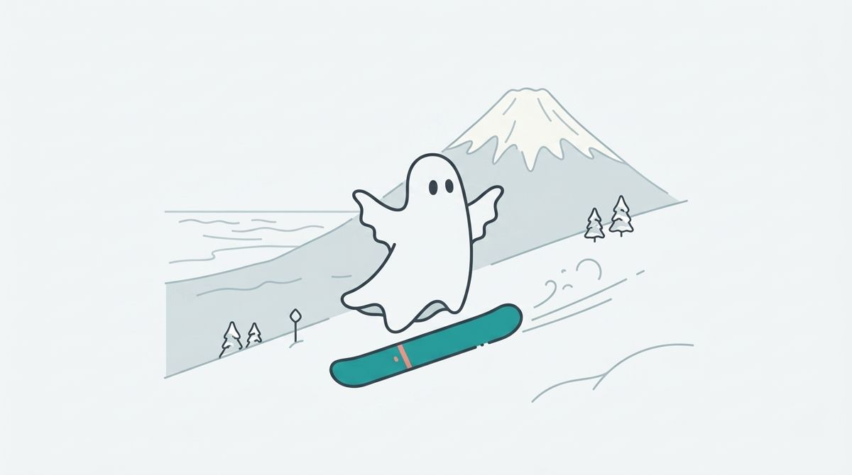 Yeti 雪地公園插畫：Wraithe 幽靈吉祥物在Yeti 雪地公園滑單板