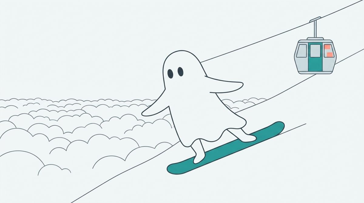 龍王滑雪公園插畫：Wraithe 幽靈吉祥物在龍王滑雪公園滑單板