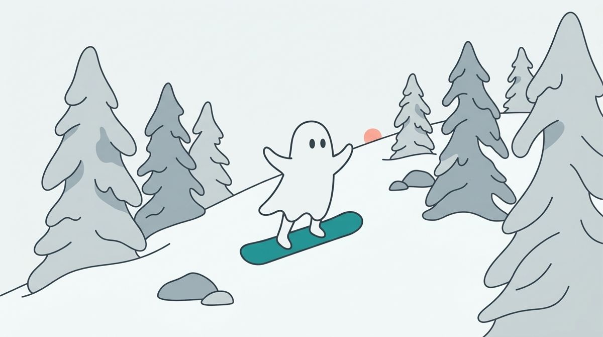 藏王溫泉滑雪場插畫：Wraithe 幽靈吉祥物在藏王溫泉滑雪場滑單板
